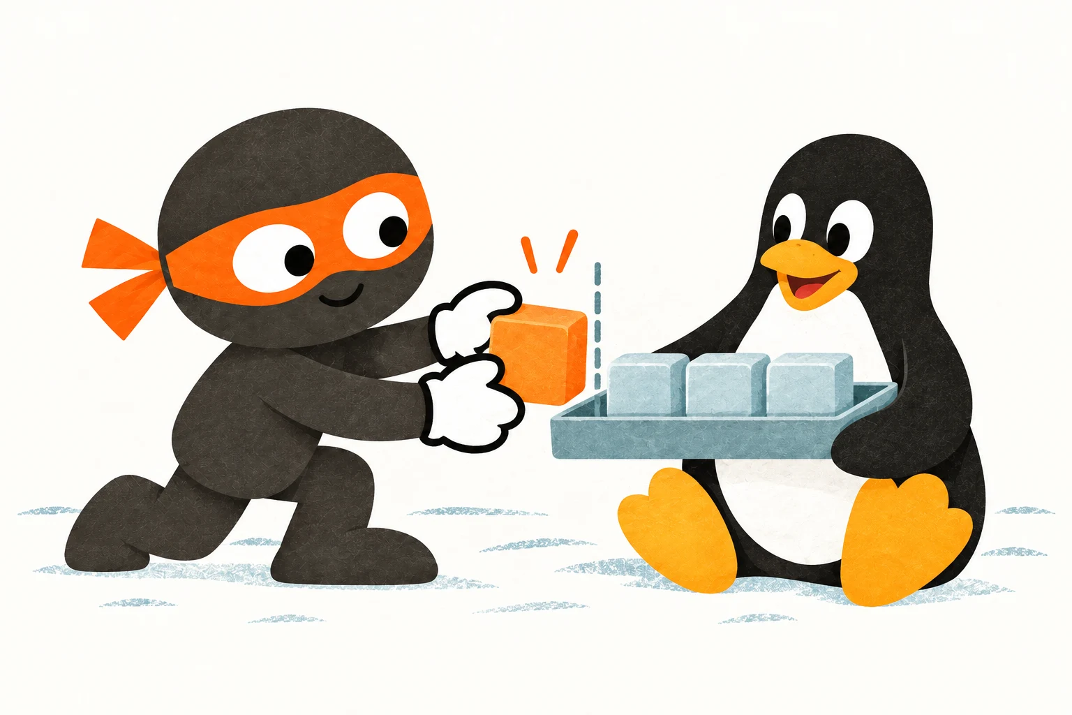 Zero checking a block against the end of a tray held by Tux