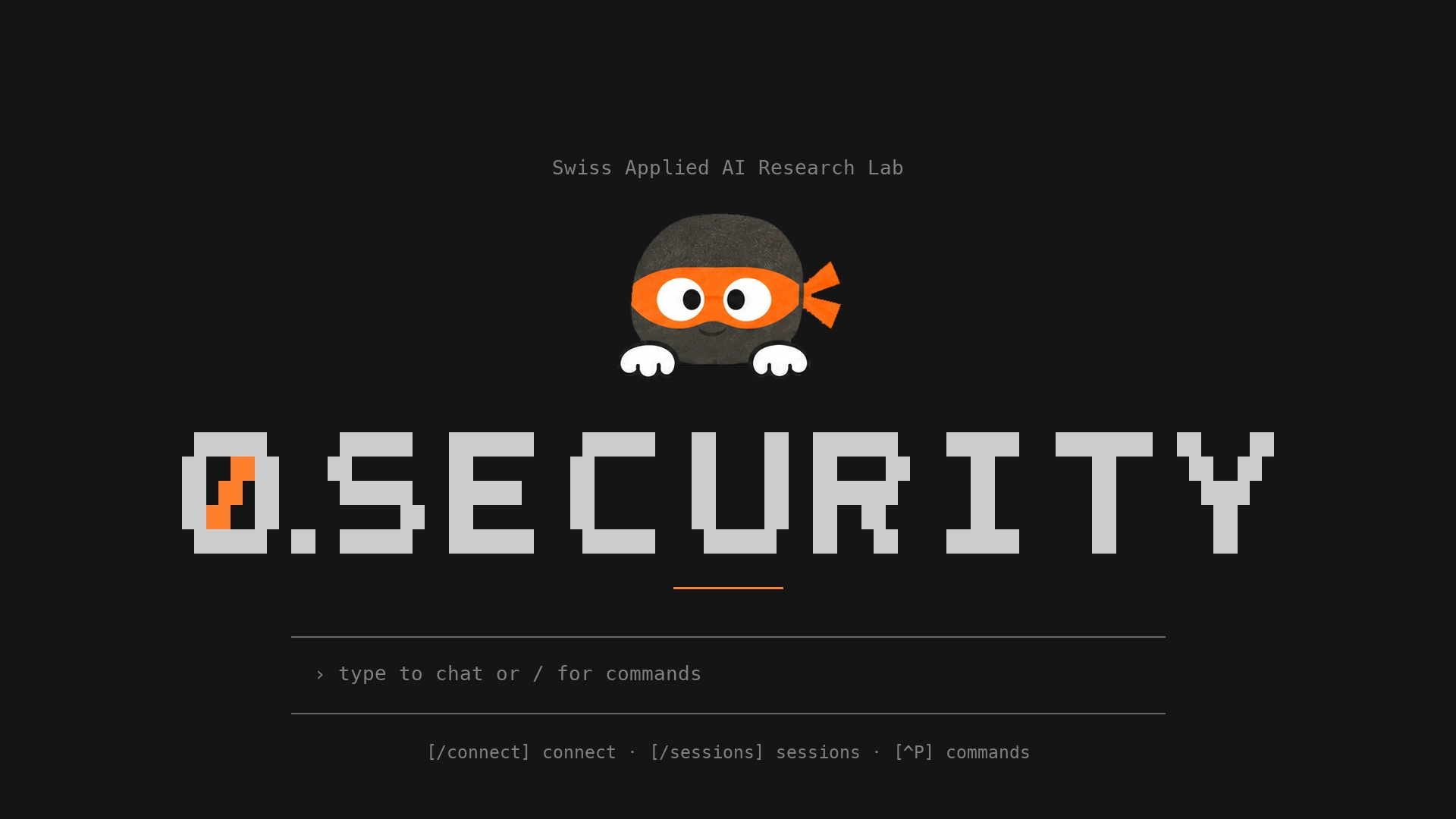 0 terminal welcome screen with Zero above the 0.SECURITY wordmark.
