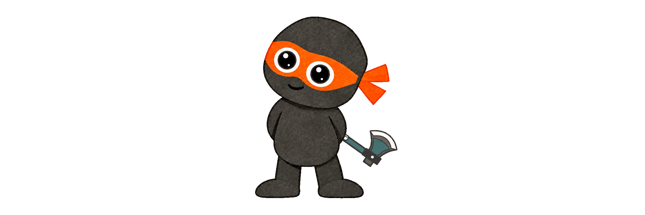 Zero blinking while holding an axe behind his back